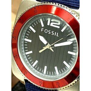 Fossil Men's Watch WB1042 Quartz Black Dial 38mm Blue Nylon Strap